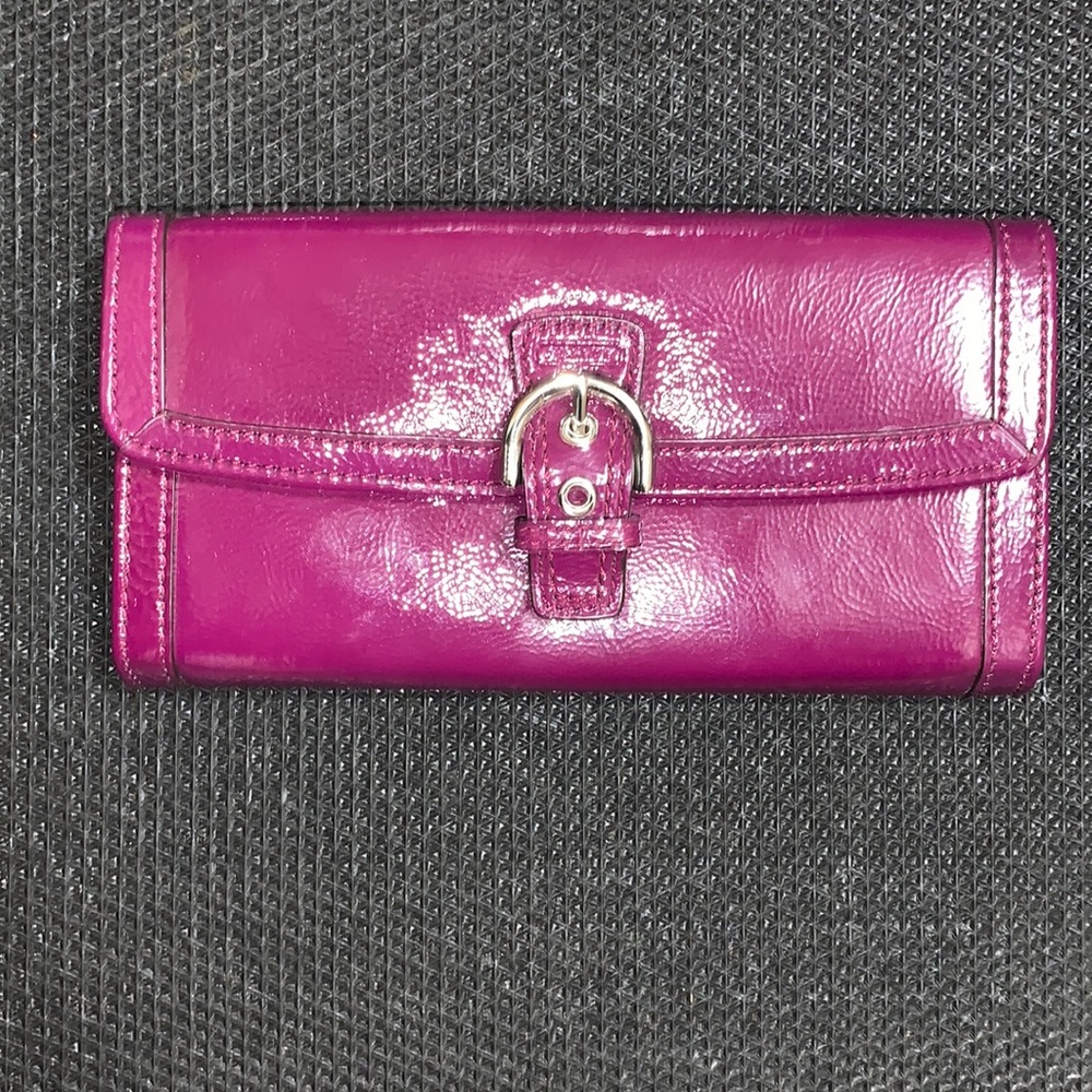 Coach patent leather pink purple wallet